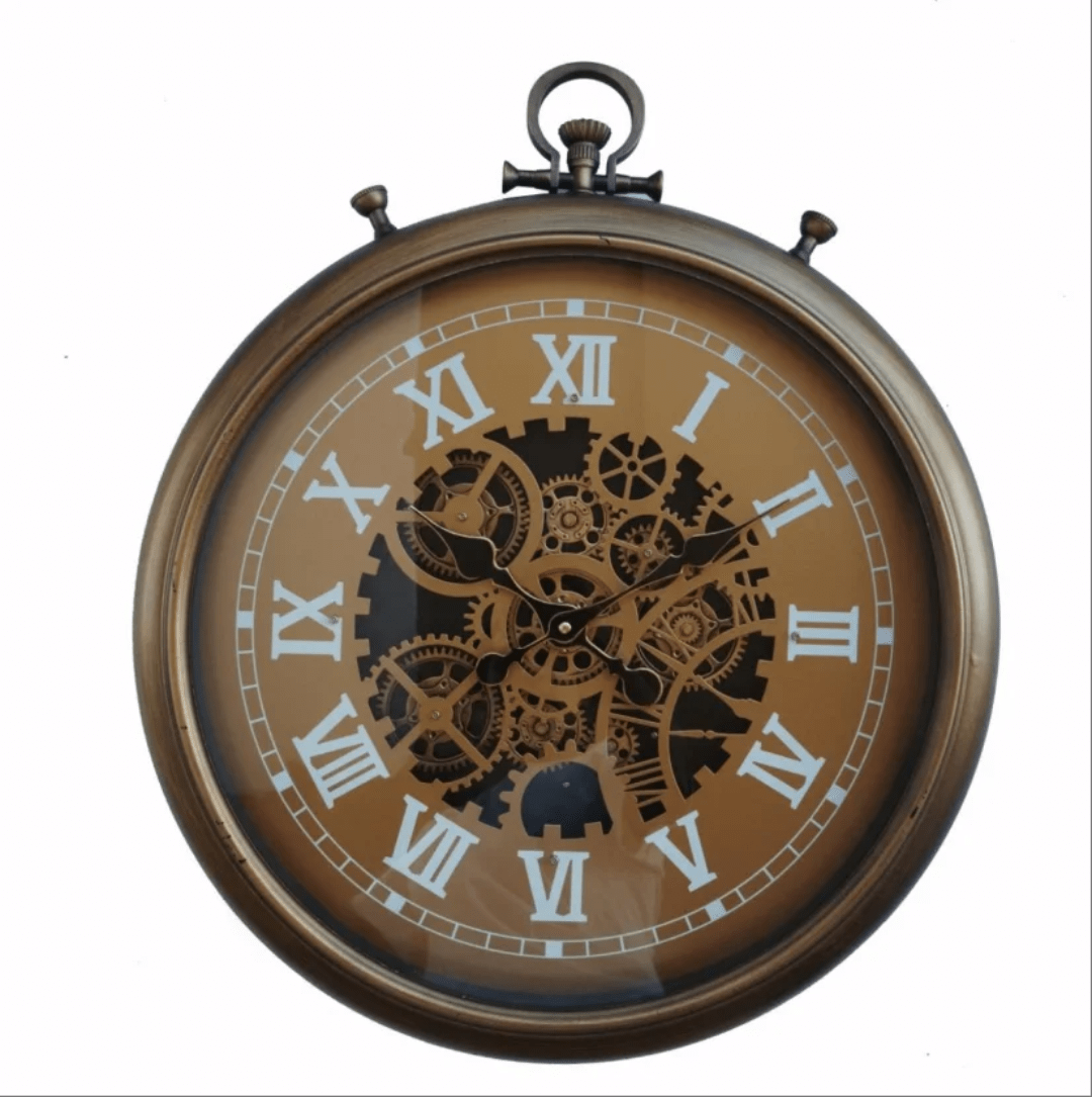 Vintage Steampunk Wall Clock – Roman Numerals & Exposed Gear Design | - Elegant Households KE