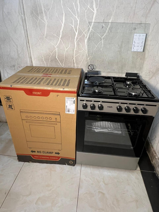 VON Cooker 3 Gas + 1 Electric - VCF653131NSY Enamel Black Inox | - Elegant Households KE