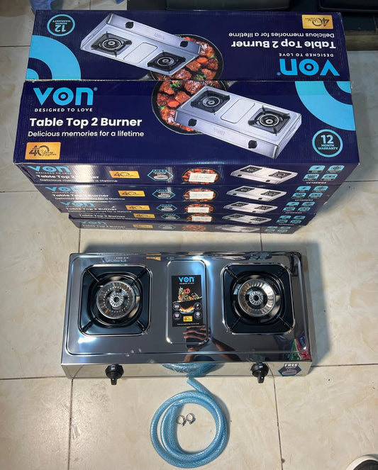 von Table Top Dual Burner - Stainless Steel  | - Elegant Households KE