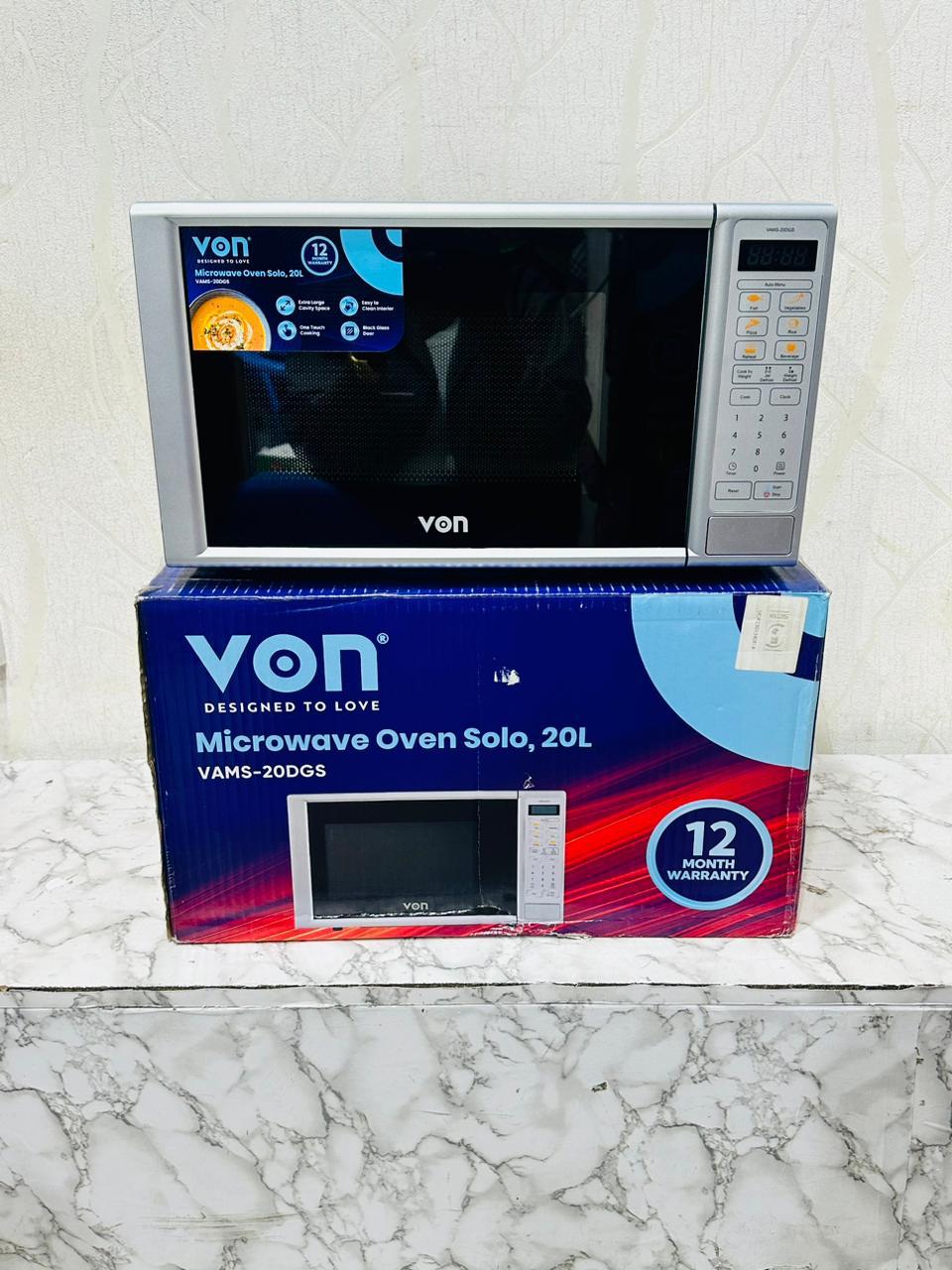 VON VAMS - 20DGS Microwave Oven Solo 20L - Silver | - Elegant Households KE