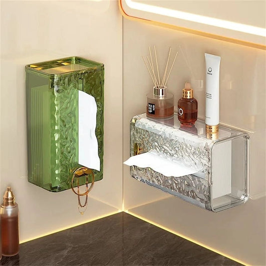 Wall - Mounted Acrylic Transparent Tissue Box | - Elegant Households KE