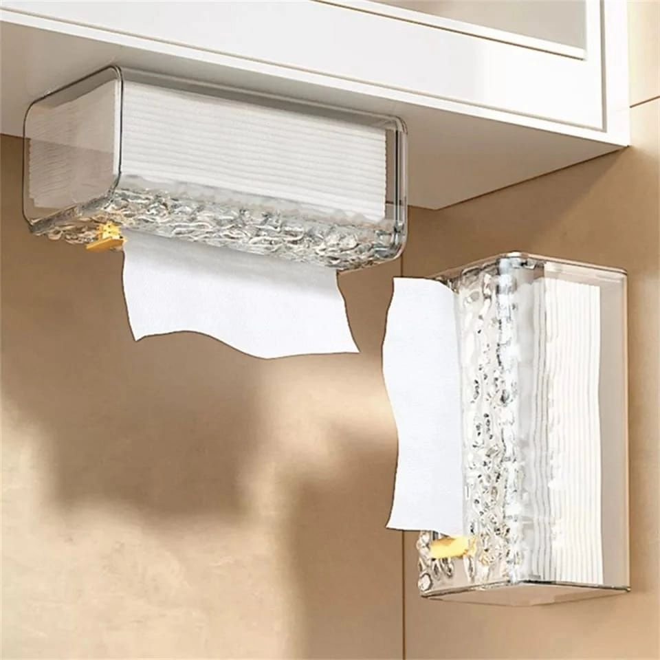 Wall - Mounted Acrylic Transparent Tissue Box | - Elegant Households KE