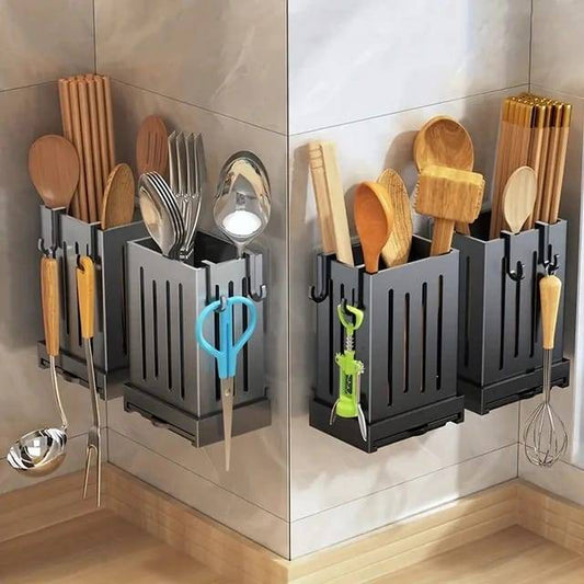 Wall Mounted Perforated Plastick spoon,chopstick Holder with drainer | - Elegant Households KE