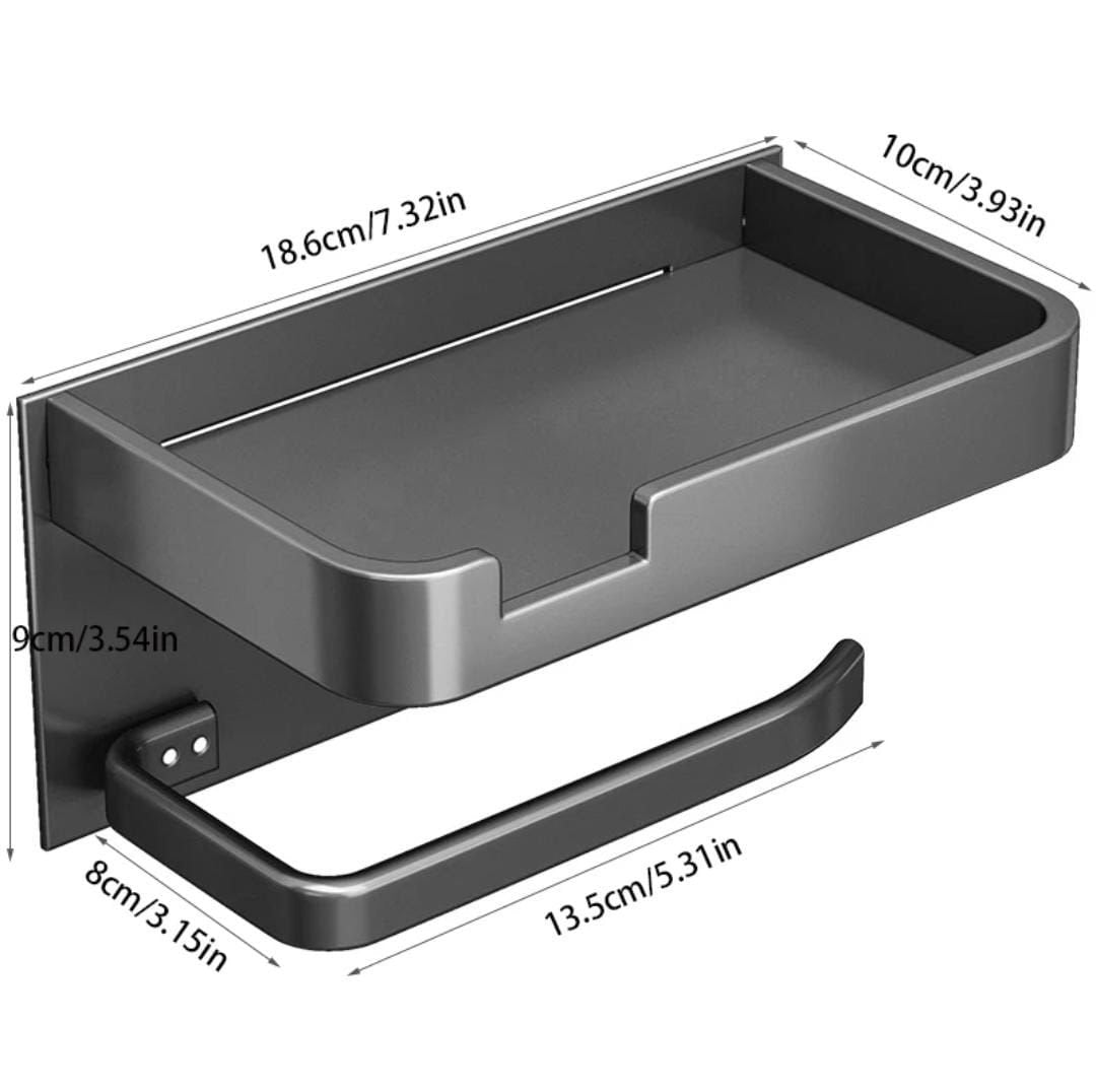 Wall - Mounted Toilet Paper Holder with Phone Shelf | - Elegant Households KE