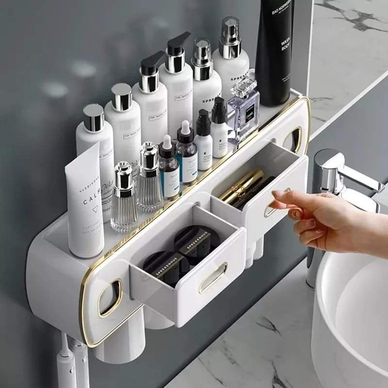 Wall Mounted Toothpaste Dispenser with Toothbrush Holder/ | - Elegant Households KE