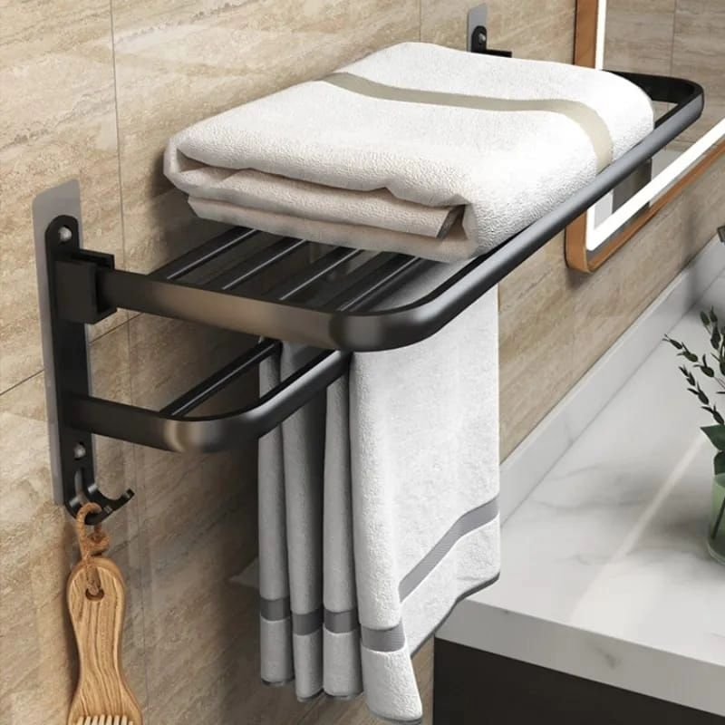 Wall Mounted Towel Rack Accessory with Hooks | - Elegant Households KE