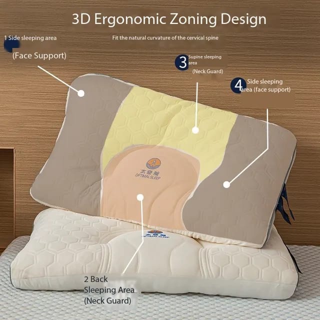 Washable 3D quilted cervical latex pillow | - Elegant Households KE