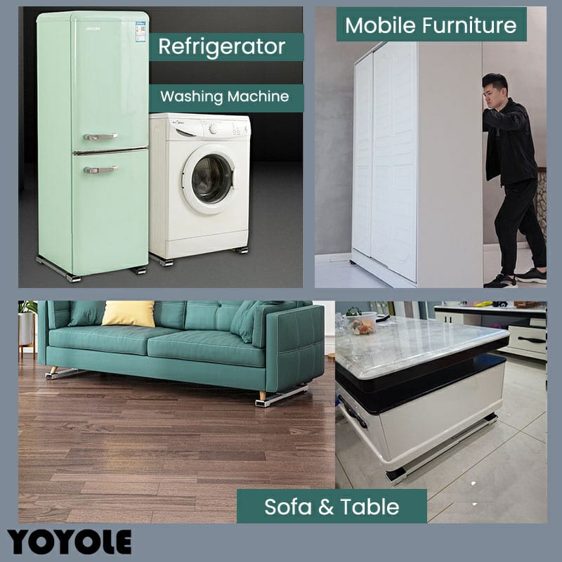 Washing Machine metal thickened, set of 2 Stand Base with 12 wheels on each base stand, | - Elegant Households KE