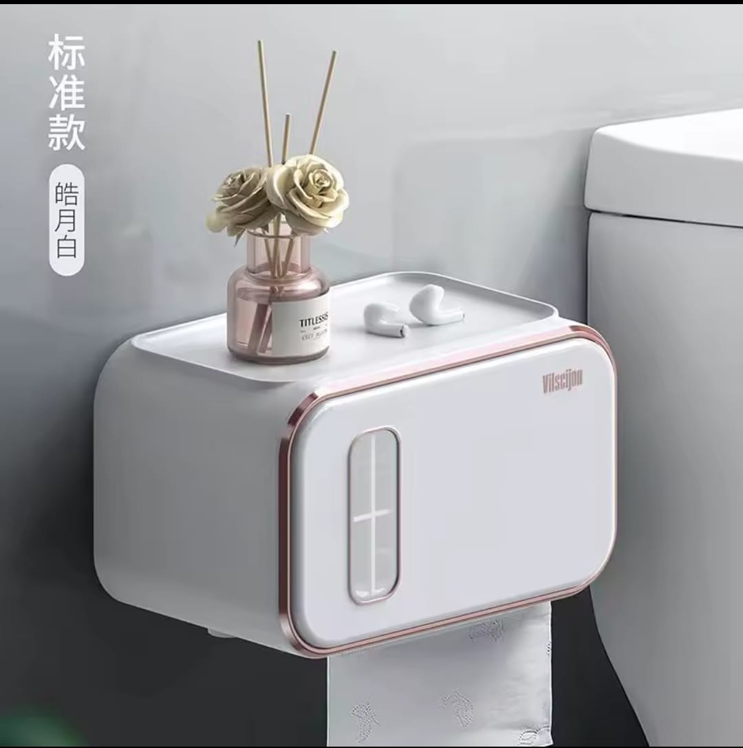 Waterproof Wall Mounted Toilet Paper Holder with Shelf | - Elegant Households KE