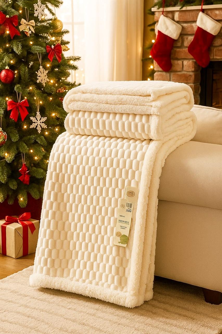 White Cozy Christmas Blanket | - Elegant Households KE