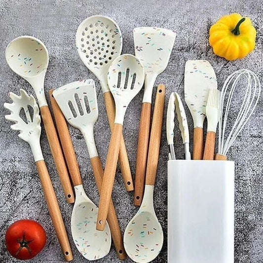 White Marble Silicone Spoon Set | - Elegant Households KE