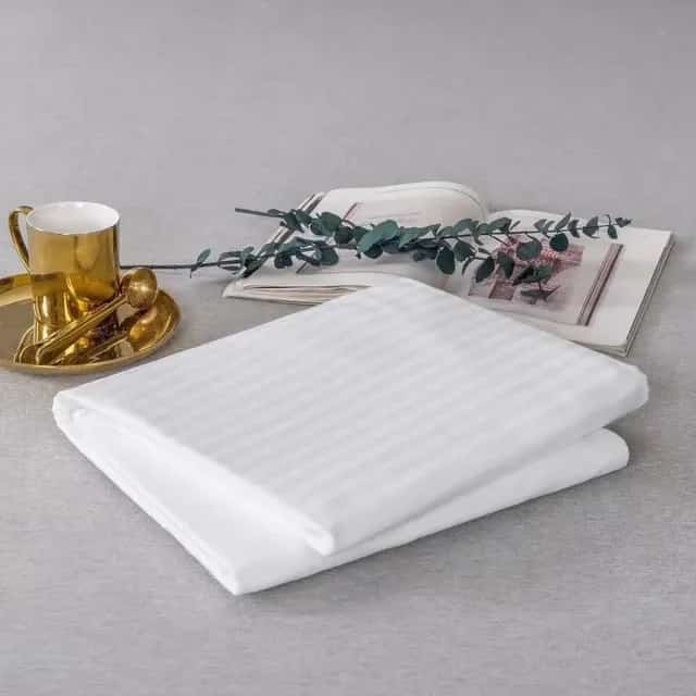White striped fitted bedsheets | - Elegant Households KE