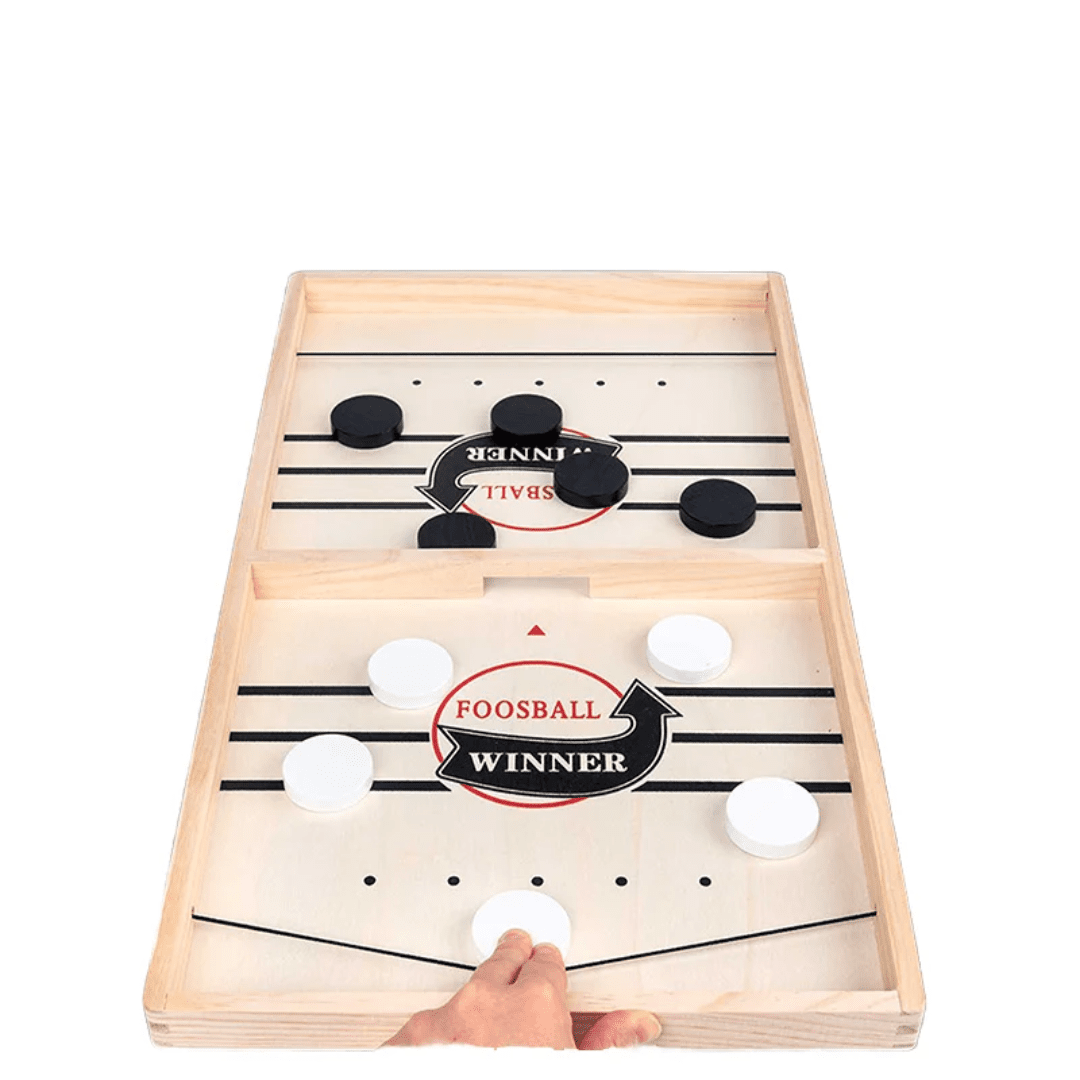 Wooden Foosball Winner Game – Fast Sling Puck Table Playset | - Elegant Households KE