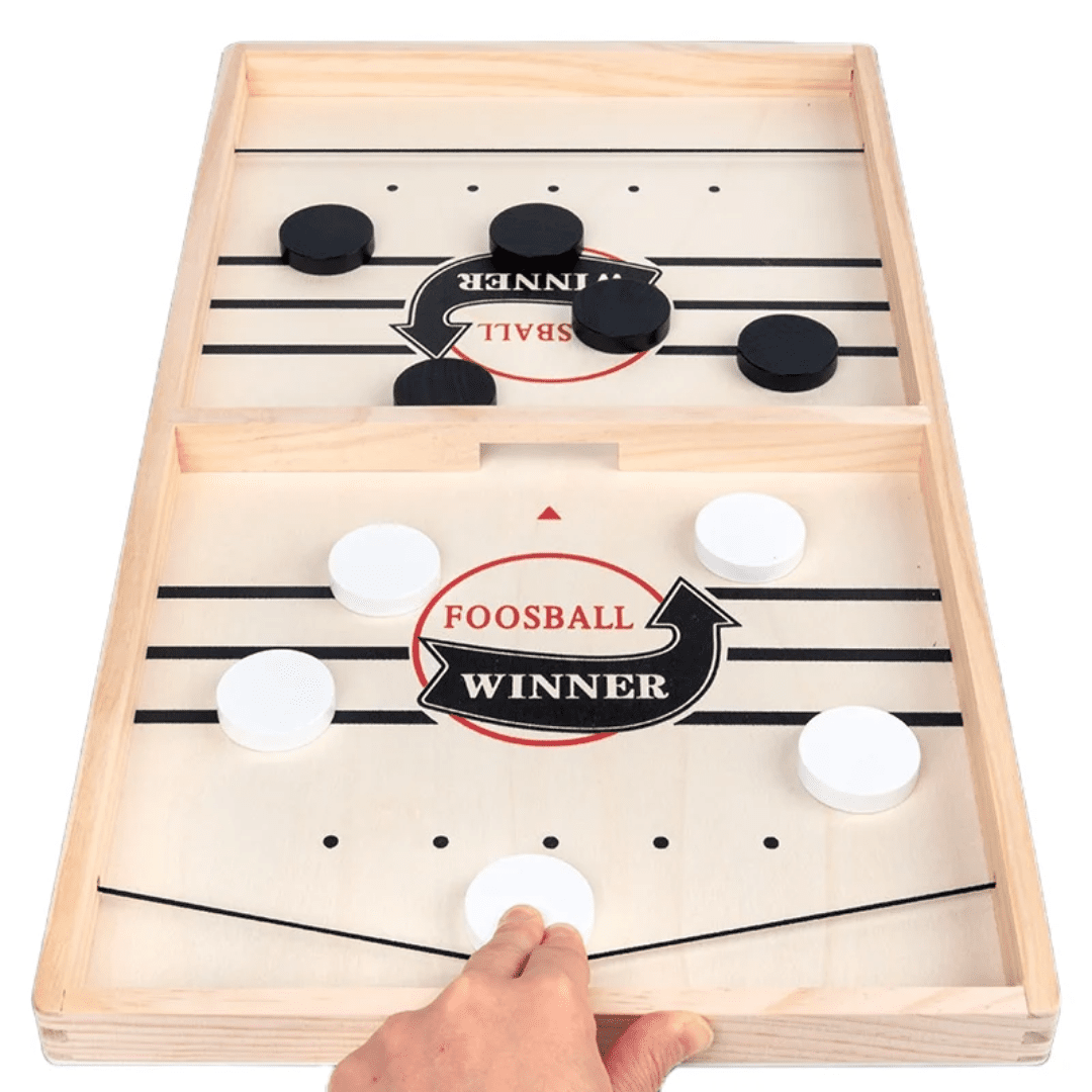 Wooden Foosball Winner Game – Fast Sling Puck Table Playset | - Elegant Households KE