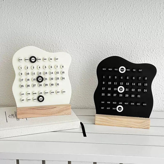 Wooden Perpetual Desktop Calendar – Adjustable Office Desk Decor | - Elegant Households KE