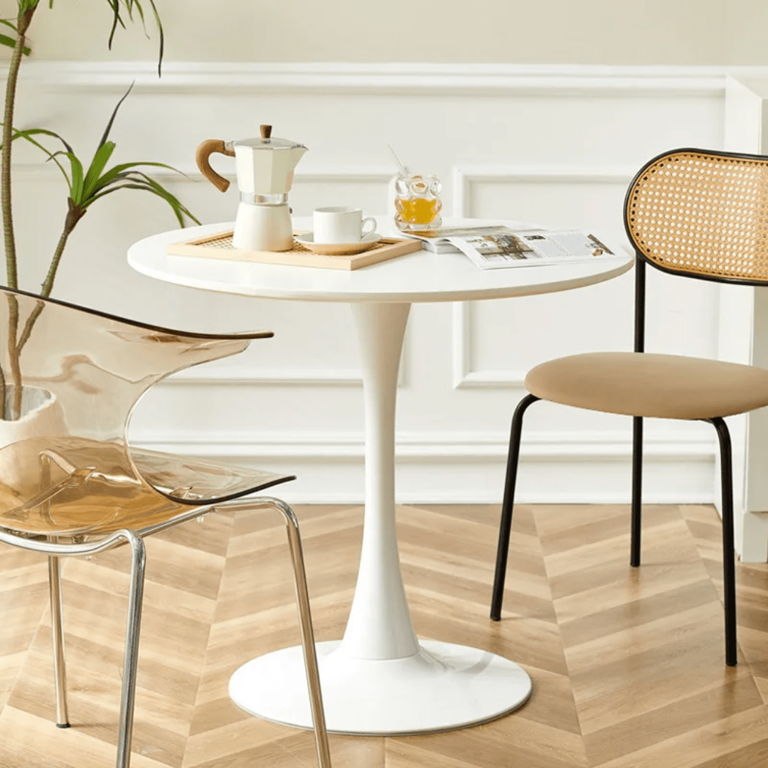 Wooden Top Round Table with Metal Base | - Elegant Households KE